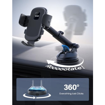 Lamicall Car Phone Holder with 360° Rotation and Suction Cup