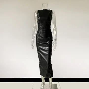 XLLAIS Faux Leather Maxi Dress Elegant & Sexy