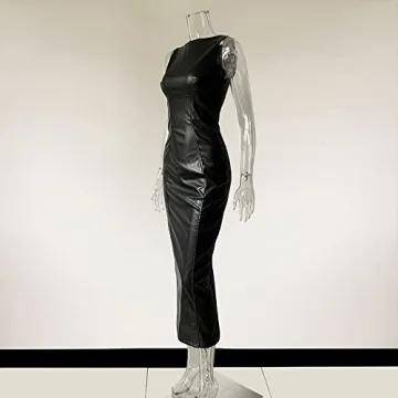 XLLAIS Faux Leather Maxi Dress Elegant & Sexy
