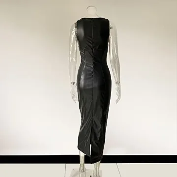 XLLAIS Faux Leather Maxi Dress Elegant & Sexy