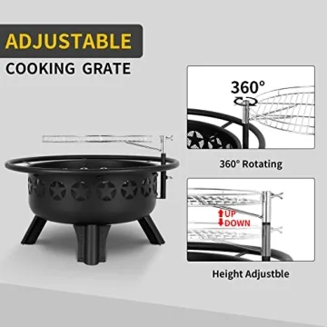 Hykolity 2 in 1 Fire Pit with Grill for Outdoor Cooking