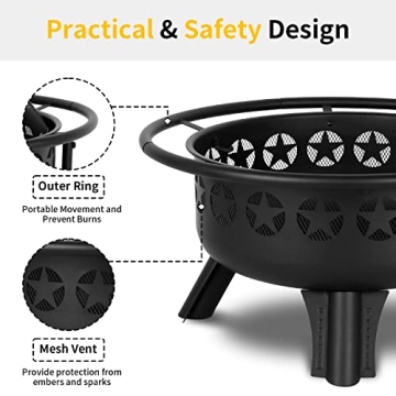 Hykolity 2 in 1 Fire Pit with Grill for Outdoor Cooking