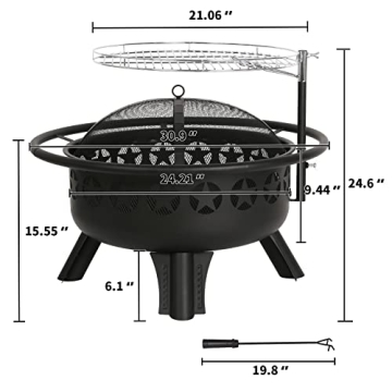 Hykolity 2 in 1 Fire Pit with Grill for Outdoor Cooking