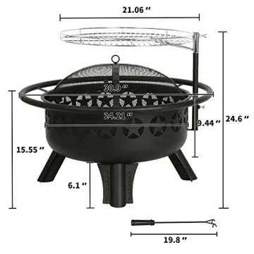 Hykolity 2 in 1 Fire Pit with Grill for Outdoor Cooking