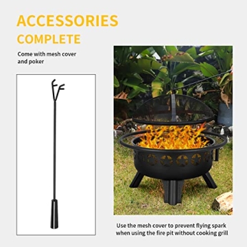Hykolity 2 in 1 Fire Pit with Grill for Outdoor Cooking