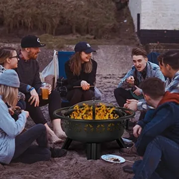 Hykolity 2 in 1 Fire Pit with Grill for Outdoor Cooking