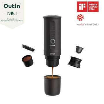 OutIn Nano Portable Electric Espresso Machine, Travel Coffee Maker for Camping, Car Coffee Maker Sel...