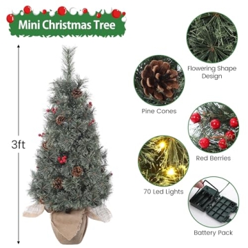 GarveeHome 3ft Pre-Lit Mini Christmas Tree with Lights