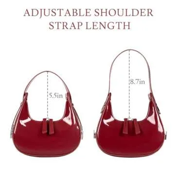 Prpeko Mini Shoulder Bag Crescent Retro Y2k 90s Hobo Handbags Underarm Purse Bag Fashion Clutch Purses for Women, Burgundy