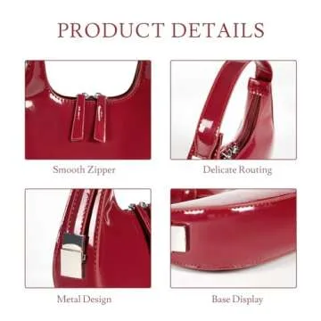 Prpeko Mini Shoulder Bag Crescent Retro Y2k 90s Hobo Handbags Underarm Purse Bag Fashion Clutch Purses for Women, Burgundy