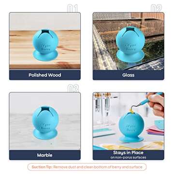 iVyne (8pcs) Premium Vinyl Weeding Tool Kit & Weeding Scrap Collector Soft Grip Tools with Berry, Weeder, Tweezers, Picker Or Hook, and Scraper Set for Silhouette Cameos & Cricut - Blue