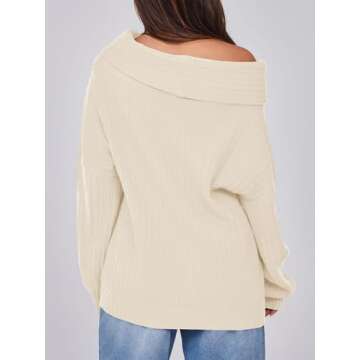 Saodimallsu Womens Off The Shoulder Sweater Top Oversized 2024 Fall Batwing Boat Neck Knit Sexy Casual Pullover Beige