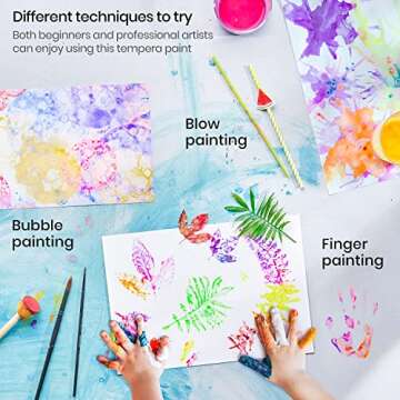 ARTEZA 16 Kids Tempera Paint Set, 13.5 oz/400 ml, Non-Toxic Washable Tempera Paint Bottles, Kids Art Supplies