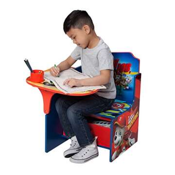 Delta Children Chair Desk with Storage Bin - Ideal for Arts & Crafts, Snack Time, Homeschooling, Homework, Reading & More, Nick Jr. PAW Patrol, with Cup Holders|Arm Rest, Engineered Wood
