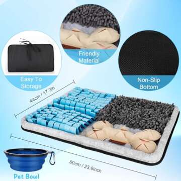 ZGXIAOLE Snuffle Mat for Dogs, Interactive Feed Mat for Boredom, 17.3"×23.6" Pet Foraging Mat for Smell Training and Slow Eating with Stress Relief, Foraging Skills, Brain Stimulation (Solid Color)