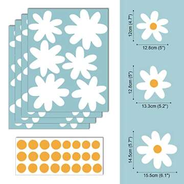 SHYJSHYJ A Room with Flower Vinyl Daisy Wall Decals, Peel and Stick Floral Stickers for Nursery, Kids Bedroom Livingroom Home Wall Art Decor-White
