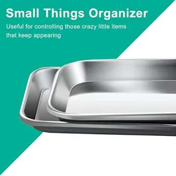 Yzurbu Metal Tray Set - 3pcs Stainless Steel for Organized Essentials