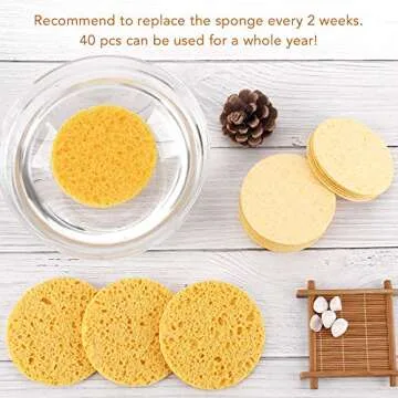 Facial Sponges, Compressed Facial Sponge for Facial Cleansing Facial Deep Cleansing and Exfoliating Facial SPA Massage (40 Count)