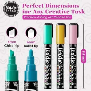 Loddie Doddie Liquid Chalk Markers - 8 Count, 6mm Reversible Chisel & Bullet Tips - Erasable Macaron Pastel Pens for Chalkboard & Acrylic Calendar - Teacher Must Haves