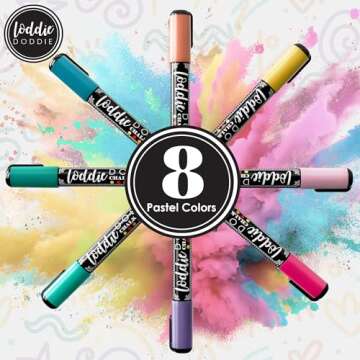 Loddie Doddie Liquid Chalk Markers - 8 Count, 6mm Reversible Chisel & Bullet Tips - Erasable Macaron Pastel Pens for Chalkboard & Acrylic Calendar - Teacher Must Haves