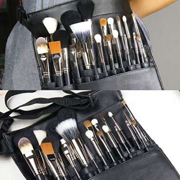 Hotrose 22 Pockets Professional Cosmetic Makeup Brush Bag with Artist Belt Strap for Women (Brush Not Included)