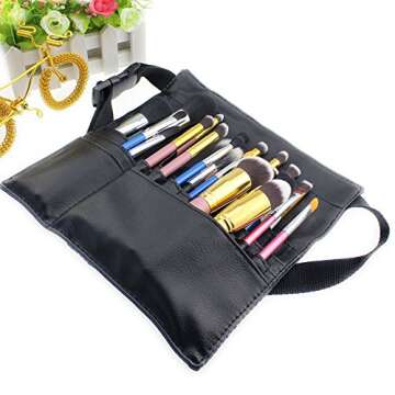 Hotrose 22 Pockets Professional Cosmetic Makeup Brush Bag with Artist Belt Strap for Women (Brush Not Included)