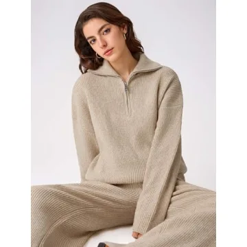 Trendy CIDER Quarter Zip Pullover Women's Chunky Knit Sweater