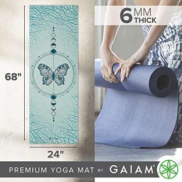 Gaiam Yoga Mat Premium Print Extra Thick Non Slip Exercise & Fitness Mat for All Types of Yoga, Pilates & Floor Workouts, Cosmic Renewal, 6mm