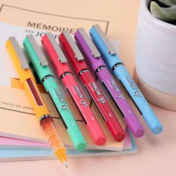 Pilot, Precise V7, Capped Liquid Ink Rolling Ball Pens, Fine Point 0.7 mm, Limited Edition Assorted Colors, Pack of 9