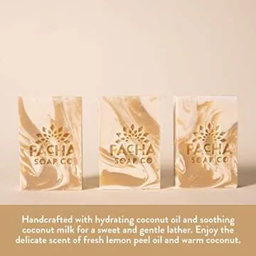 Pacha Coconut Lemon Bar Soap 5 Pack | Premium, Handcrafted, Hydrating | Natural Face Wash, Hand Clea...