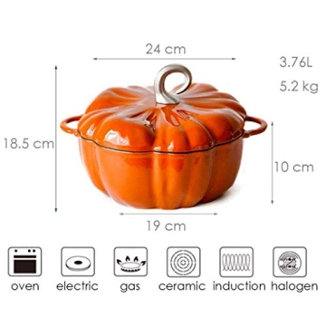 MYYINGBIN Pumpkin Stew Pot - 24cm Cast Iron Casserole