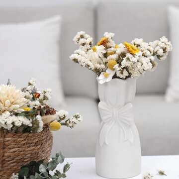 Matte White Bowknot Ceramic Vase Set of 2 Ideal for Home Decor