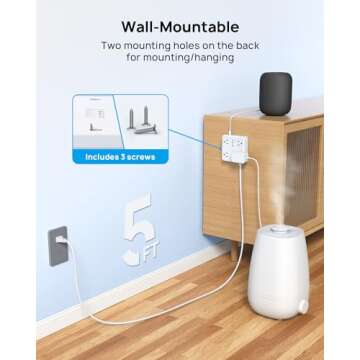 TROND 2 Prong Power Strip: 1440J Surge Protector, 5ft Extension Cord with Multiple AC Outlets & USB Ports, Wall Mount Adapter for Non-Grounded Plug, White