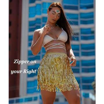 Breevo Festival Clothing for Women Festival Outfits for Women Space Cowgirl Skirt Gold