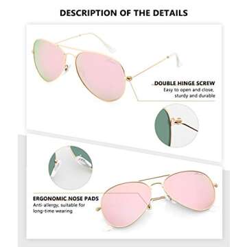 Livhò Classic Polarized Aviator UV Sunglasses for Women