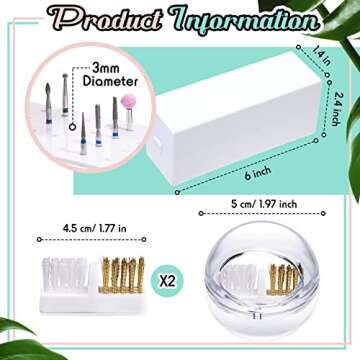 4 Pcs Nail Drill Bit Cleaner Brush and Holder Nail Drill Cleaner with Steel Wire and Nylon Brush with 2 Pcs Replacement Brush and Nail Drill Bit Display Organizer 48 Holes for Home or Nail Salon