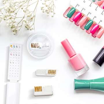 4 Pcs Nail Drill Bit Cleaner Brush and Holder Nail Drill Cleaner with Steel Wire and Nylon Brush with 2 Pcs Replacement Brush and Nail Drill Bit Display Organizer 48 Holes for Home or Nail Salon