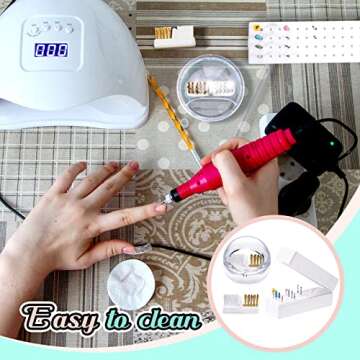 4 Pcs Nail Drill Bit Cleaner Brush and Holder Nail Drill Cleaner with Steel Wire and Nylon Brush with 2 Pcs Replacement Brush and Nail Drill Bit Display Organizer 48 Holes for Home or Nail Salon