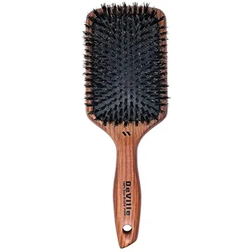 Spornette Deville Cushion Paddle Brush, Boar Bristle Hair Brush with Wooden Handle - For Straighteni...