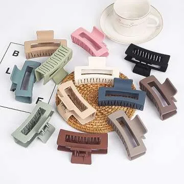 Stylish 12 Pack Medium Hair Claw Clips for Women