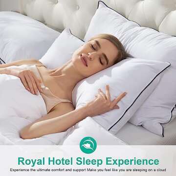 APSMILE Medium Firm Feathers Down/Poly Pillow Queen Size Set of 2, Luxury Feather Pillow for Sleepin...