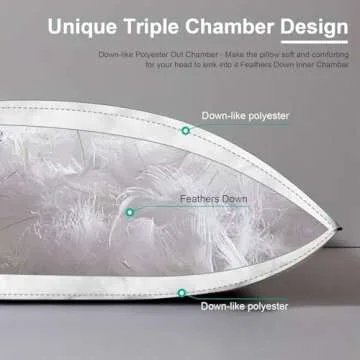 APSMILE Medium Firm Feathers Down/Poly Pillow Queen Size Set of 2, Luxury Feather Pillow for Sleeping, 100% Organic Cotton Cover Hotel Bed Pillow, Wrapped in Polyester (White, 20"x30")