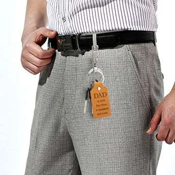 E-Know Fathers' Day Key Chain,Genuine Leather Key Chain for Dad-A Son’s First Hero A Daughter’s First Love Father Day Gifts from Daughter or Son