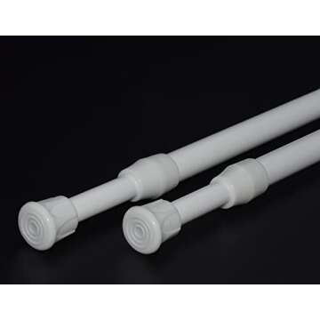 2 Pack Spring Tension Curtain Rods 18 to 28 inches Adjustable,Heavy Duty Small Short Tension Curtain Rod for Windows,Closet,Bathroom,Kitchen,Doorway,Cupboard Bars(White)
