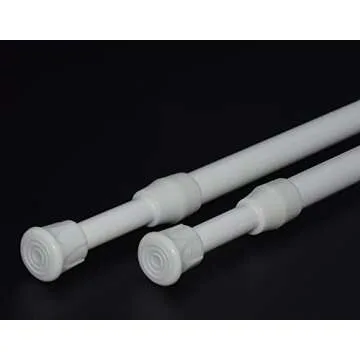 2 Pack Spring Tension Curtain Rods 18 to 28 inches Adjustable,Heavy Duty Small Short Tension Curtain Rod for Windows,Closet,Bathroom,Kitchen,Doorway,Cupboard Bars(White)