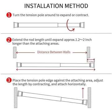 2 Pack Spring Tension Curtain Rods 18 to 28 inches Adjustable,Heavy Duty Small Short Tension Curtain Rod for Windows,Closet,Bathroom,Kitchen,Doorway,Cupboard Bars(White)