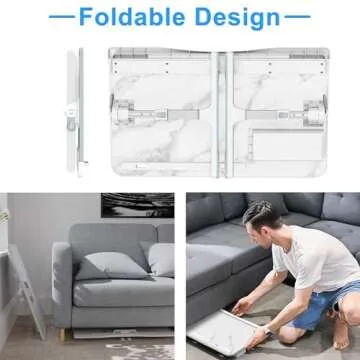 HETTHI Laptop Bed Desk, Adjustable Laptop Lap Desk with Drawer, X-Large Foldable Laptop Bed Table Tray for Bed Couch Floor Desk Writing Working Reading Eating Painting (Marble, 23.6"×15.7")