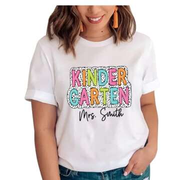 Personalized Kinder Garten Teacher Shirt - Customizable Gift for Educators