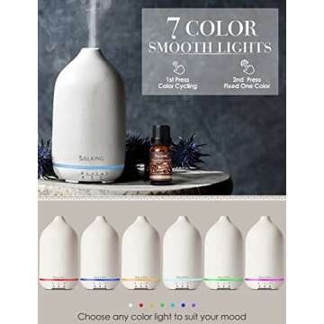 SALKING Ceramic Essential Oil Diffuser, Stone Diffusers for Essential Oils, Ultrasonic Aromatherapy Diffusers with Adjustable Mist Mode Timers, for Office Bedroom Home (150ml)