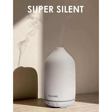 SALKING Ceramic Essential Oil Diffuser, Stone Diffusers for Essential Oils, Ultrasonic Aromatherapy Diffusers with Adjustable Mist Mode Timers, for Office Bedroom Home (150ml)